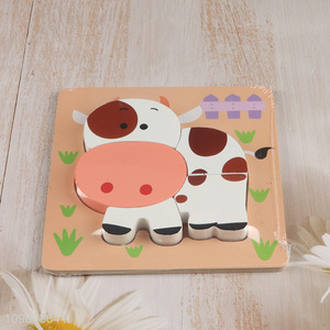 Good Quality Cartoon Cow Wooden Puzzle Early Education Kids Toy