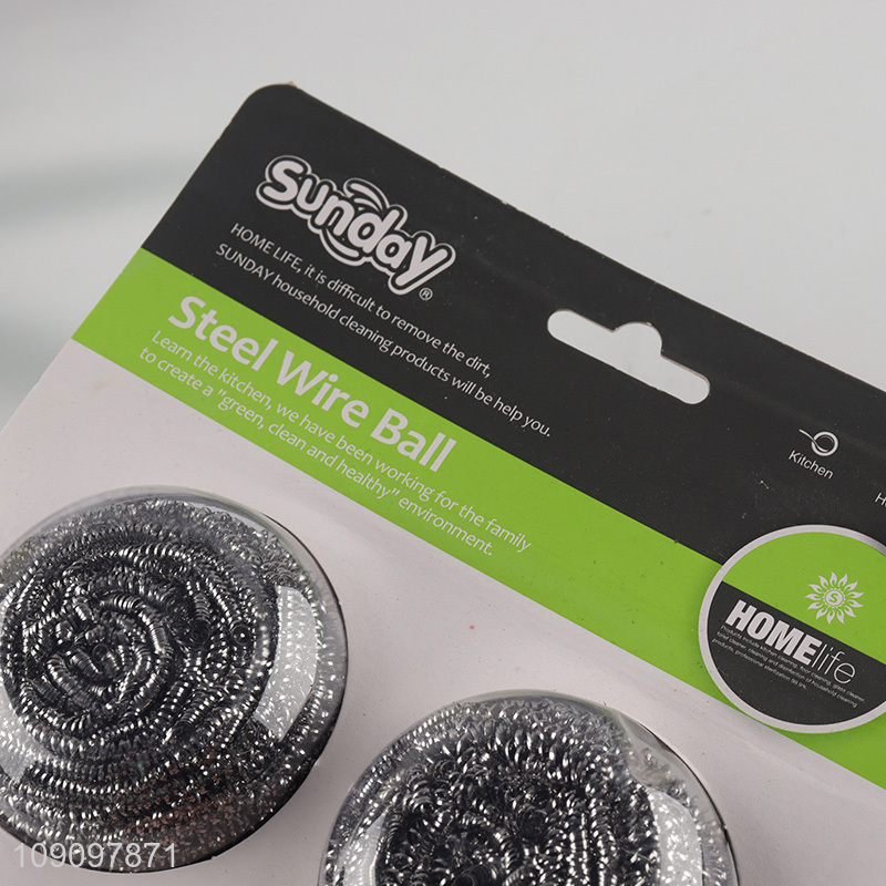 Hot Selling 2 Pack Steel Wire Balls for Cleaning Dishes Pots Pans and Sinks