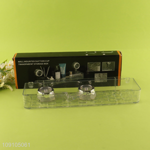 Wholesale Transparent Wall Mounted Suction Cup Shower Caddy Bathroom Storage Rack