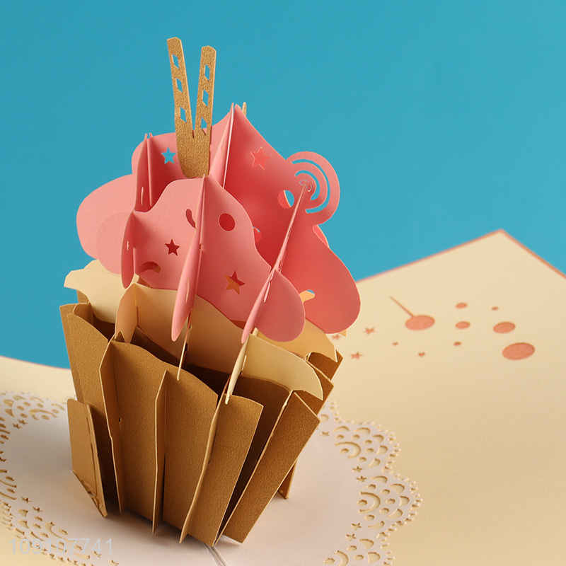 New Arrival 3D Greeting Card Cupcake Pop Up Card for Birthday