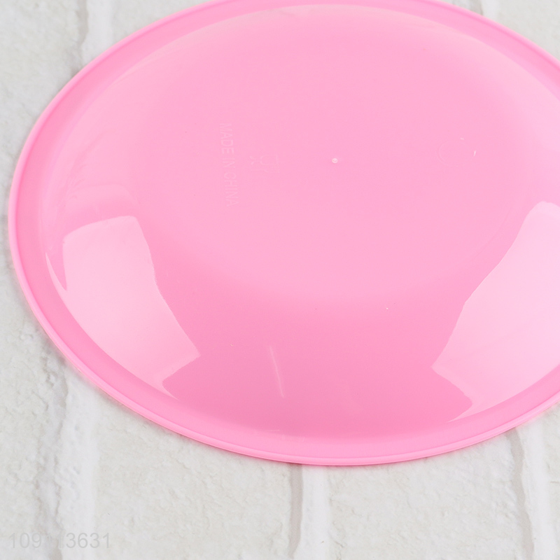 Yiwu market pink round 6pcs plastic disposable tableware plate snack plate