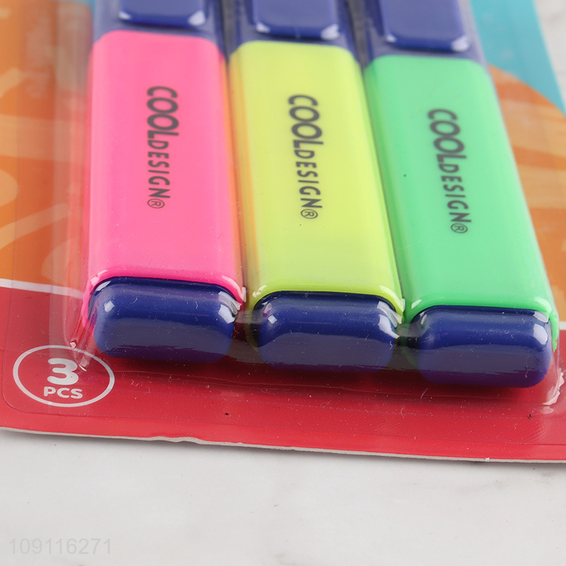 Low price 3pcs school office stationery highlighters pen  set for sale
