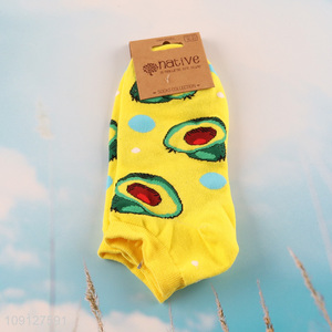 Yiwu market avocado printed fashion cotton socks ankle socks