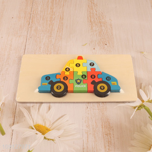 New Product Wooden Police Car Puzzle Number Puzzle Kids Educational Toy