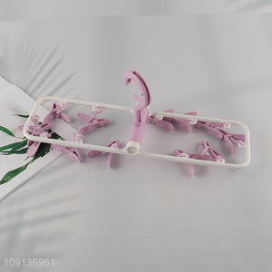 Factory Supply Clothes Drying Rack Underwear Hangers with 12 Clips