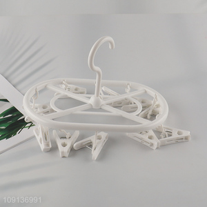 Online Wholesale Clothes Drying Rack Underwear Hangers with 10 Clips