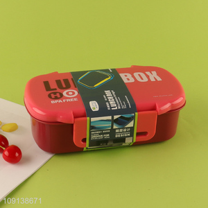 New Product 2-Compartment Leakproof Plastic Bento Lunch Box with Spoon