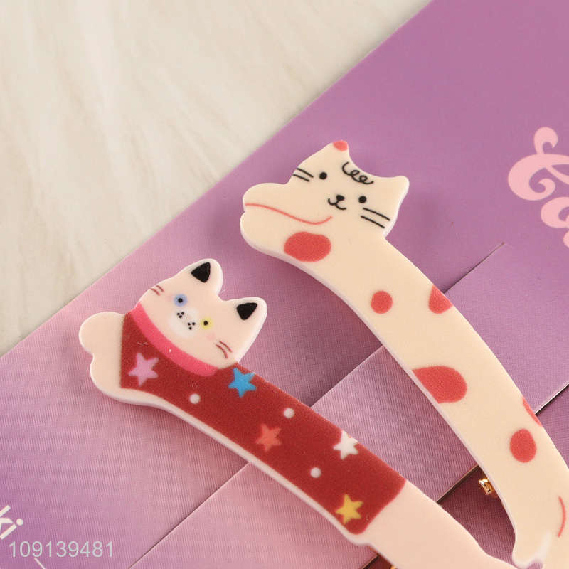 Wholesale 2PCS Cute Cat Hair Clips Acetate Hair Clips for Girls
