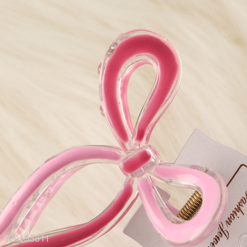 China Wholesale Bow Hair Claw Clips Non-Slip Plastic Hair Clips
