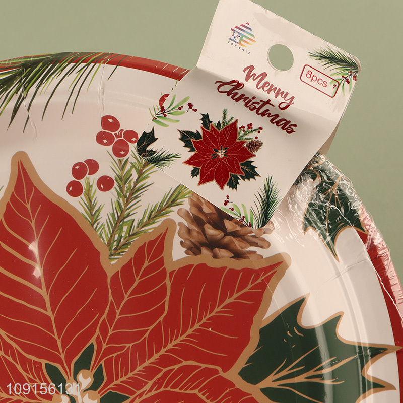 New Product 8PCS Disposable Party Plates Paper Dessert Plates for Christmas Party