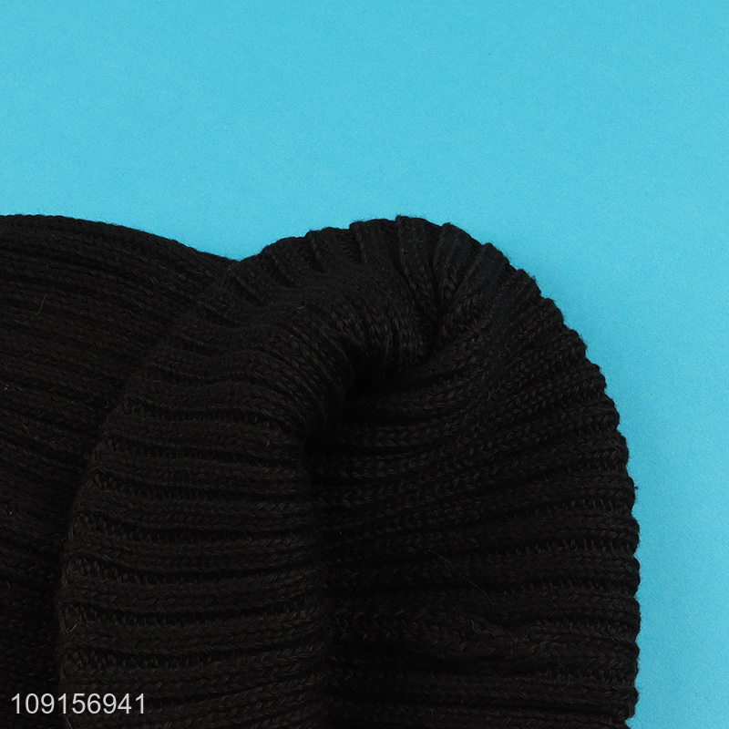Online wholesale black winter thickened knitted hat beanies hat for men women