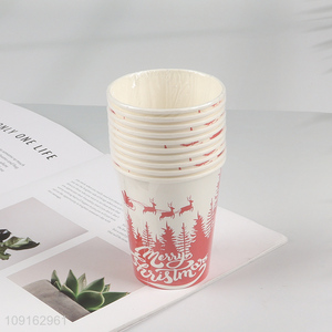 High Quality 10 Pieces 9 oz <em>Disposable</em> Christmas Paper <em>Cups</em> for Coffee Juice