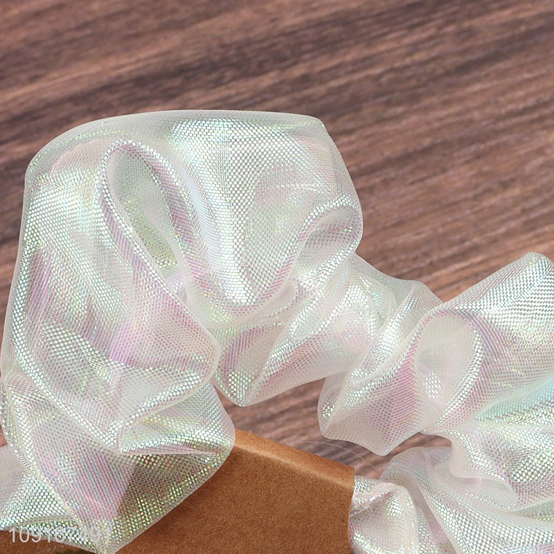 Online Wholesale Shiny Mesh Fabric Hair Scrunchies Organza Hair Ties