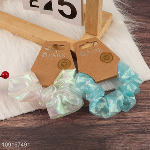 Online Wholesale Shiny Mesh Fabric Hair Scrunchies Organza Hair Ties