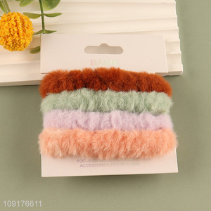 China factory 4pcs multicolor plush <em>hair</em> <em>band</em> <em>hair</em> accessories