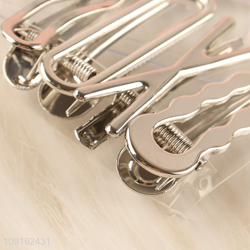 New Product 4 Pieces Silver Metal Alligator Hair Clips Metal Hairpins