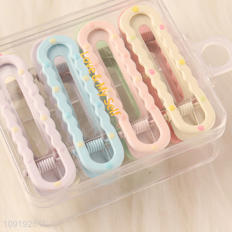Factory Price 8 Pieces Candy Color Metal Hair Clips Alligator Clips