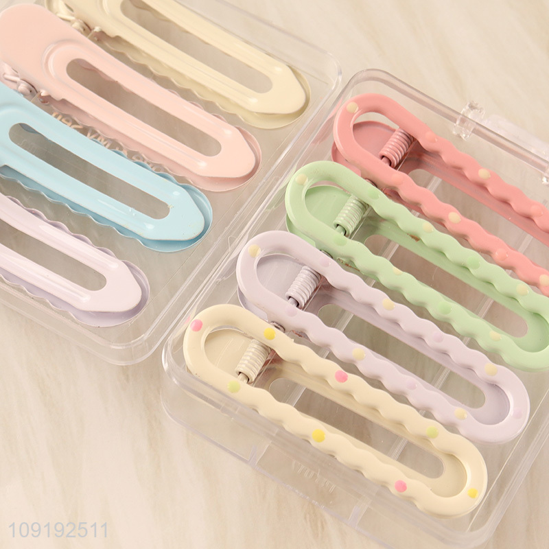 Factory Price 8 Pieces Candy Color Metal Hair Clips Alligator Clips