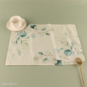 Wholesale Rectangular Leaf Printed Cloth Placemat for Dining Table Decor