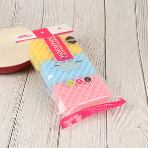 Top selling 3pcs kitchen dish washing scouring pad cleaning sponge