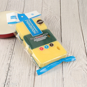 Factory price 3pcs household kitchen dish washing scouring pad cleaning sponge