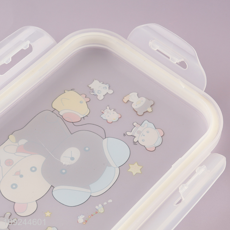 Popular Product 2-Compartment Plastic Bento Box for Kids with Spork