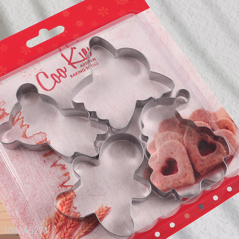 China supplier 4pcs stainless steel baking cookies mold cookies cutter