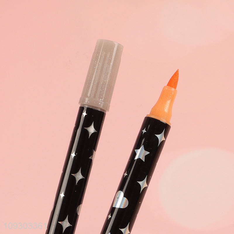 Online wholesale 24colors non-toxic glitter pen dual tip marker