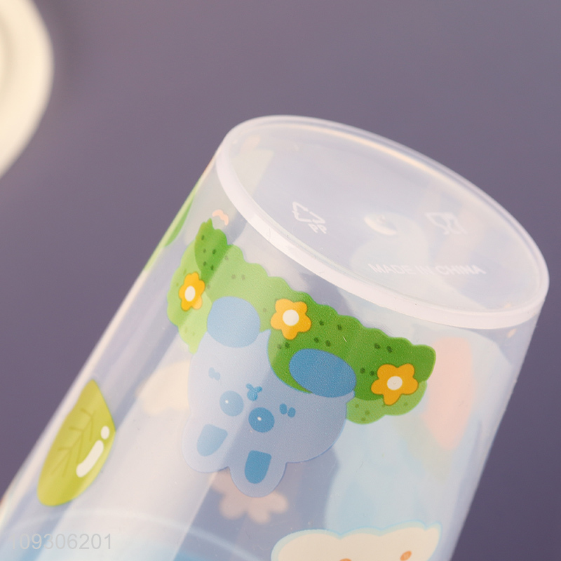 Low price cartoon 400ml plastic water cup straw cup