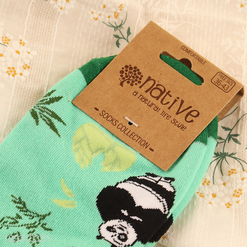 Hot items panda printed cotton socks women ankle socks