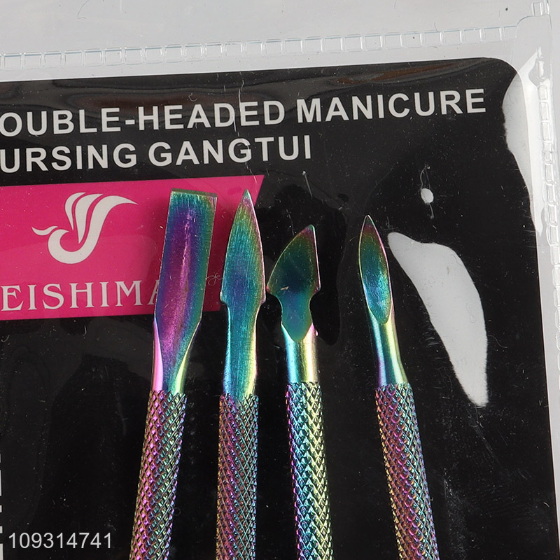 Most popular 4pcs nail dead skin remover cuticle pusher