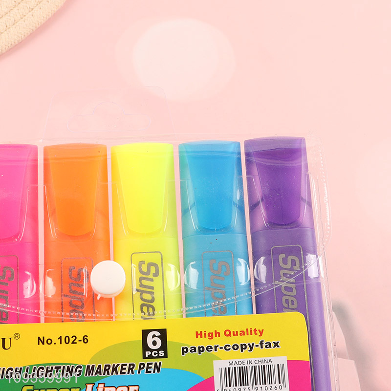 Yiwu market 6pcs highlighter pen fluorescent pen set