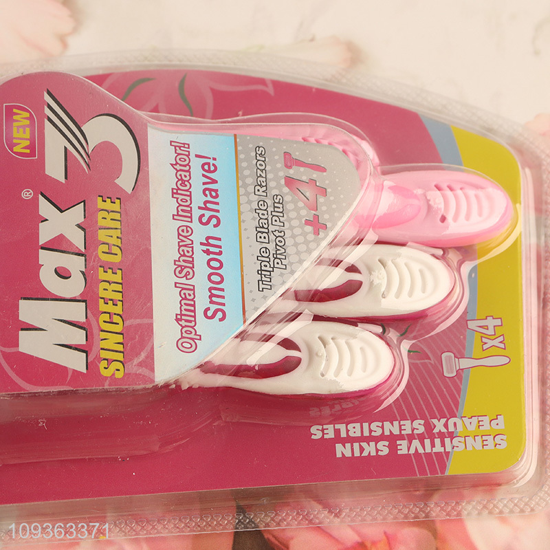 Factory supply women smooth razor with triple blades
