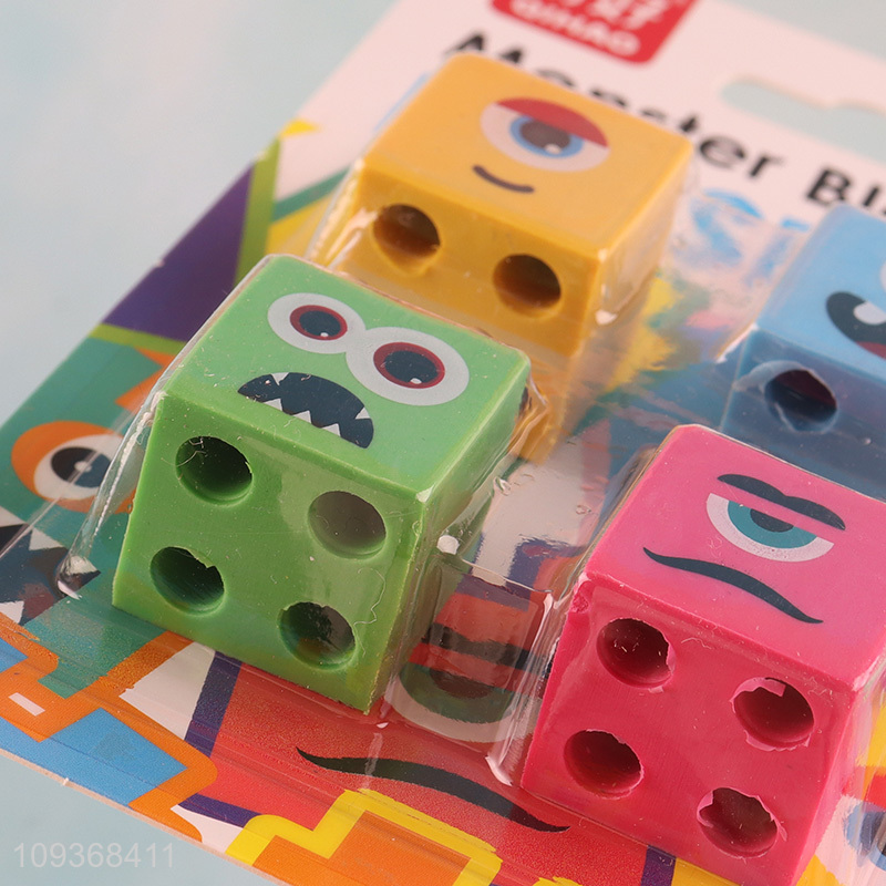 Hot sale monster blocks eraser set for students