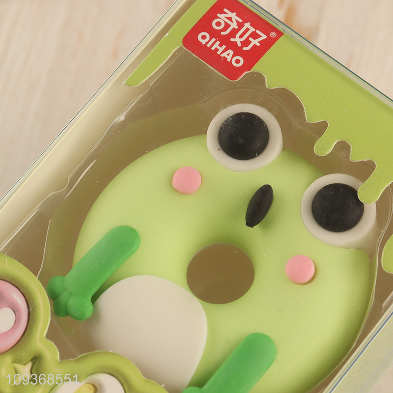 Wholesale frog donut shape stationery eraser