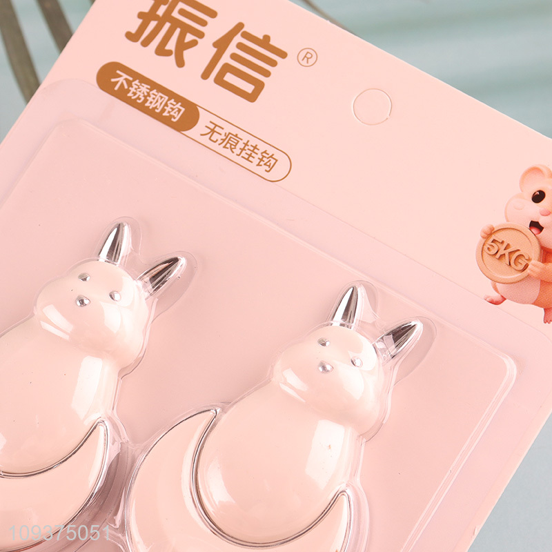 Good sale 2pcs cute stainless steel sticky hook wall hooks