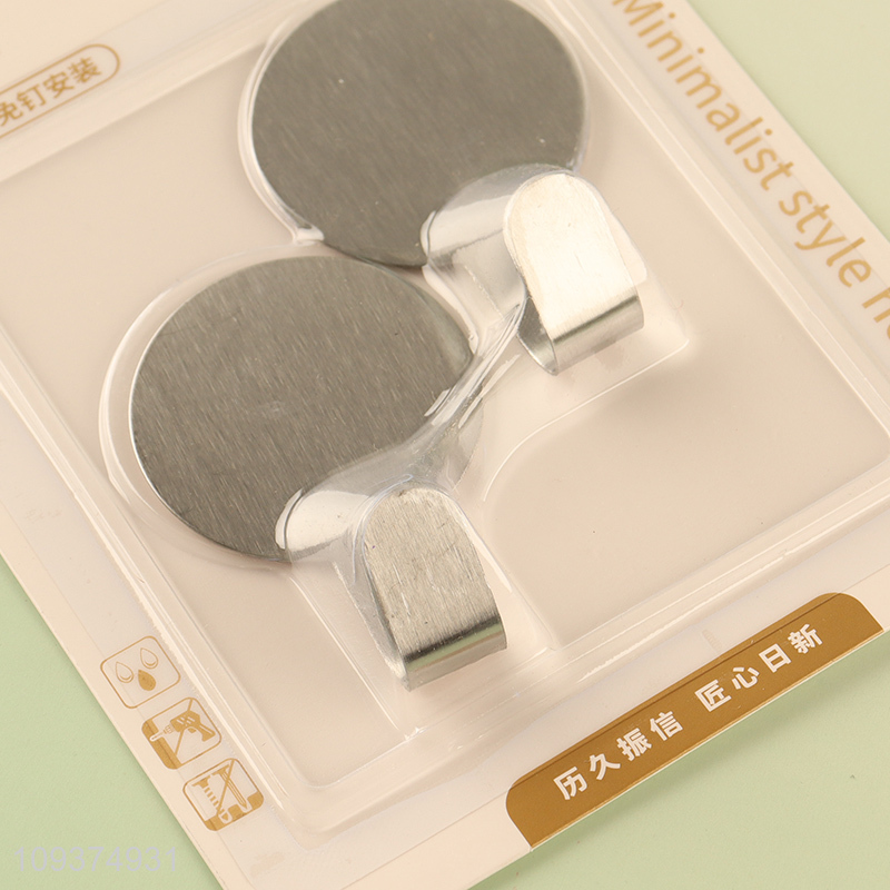 Latest products 2pcs stainless steel sticky hook wall hooks set