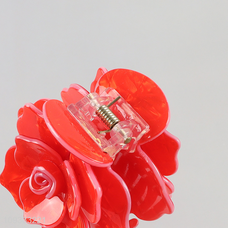 Wholesale red flower design hair claw clip for women