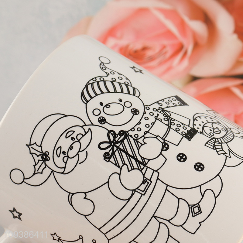 Good quality Christmas diy ceramic cup with painting pen