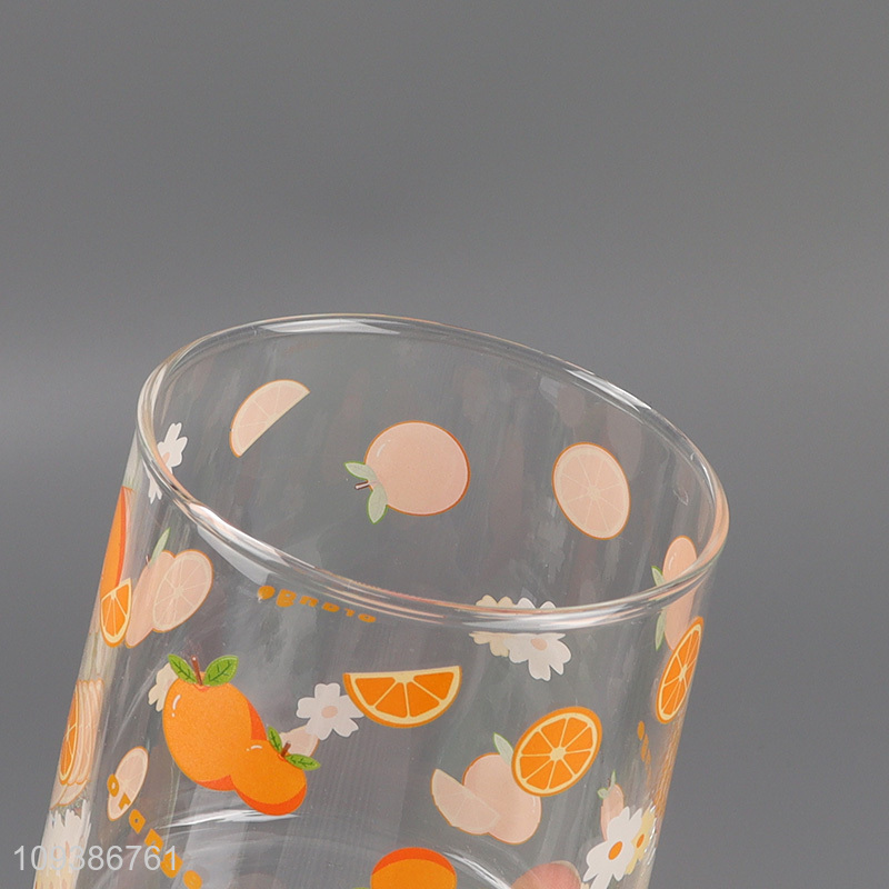 New arrival  orange printed glass water cup