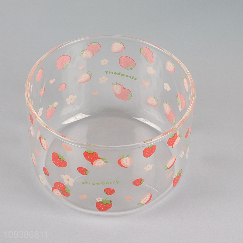 Good selling strawberry printed glass mason cup