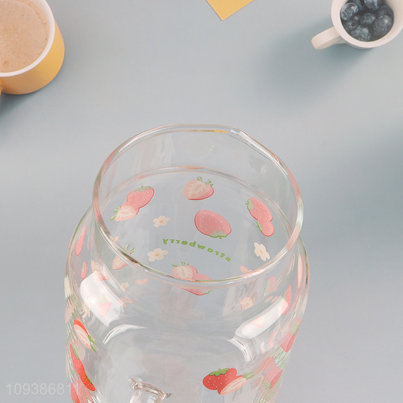 Good selling strawberry printed glass mason cup