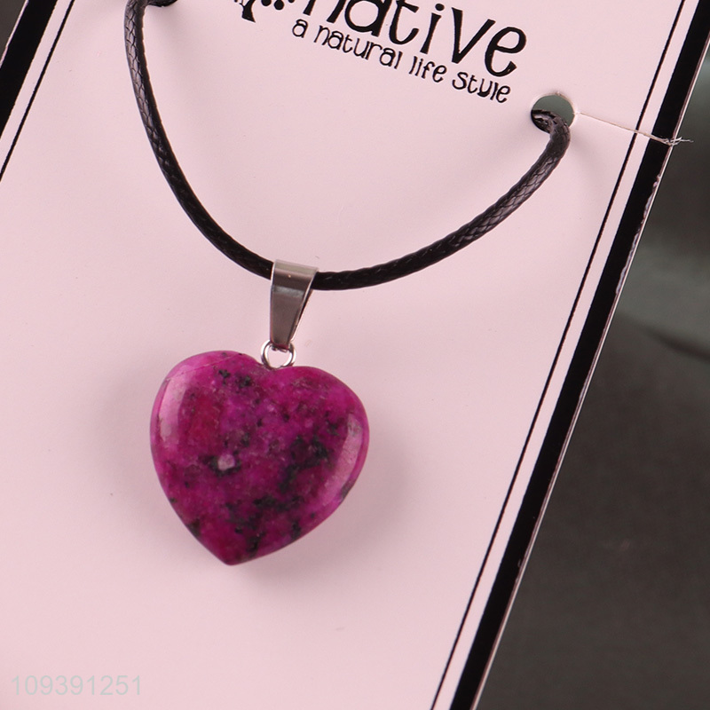 New arrival heart shape fashion jewelry stone necklace