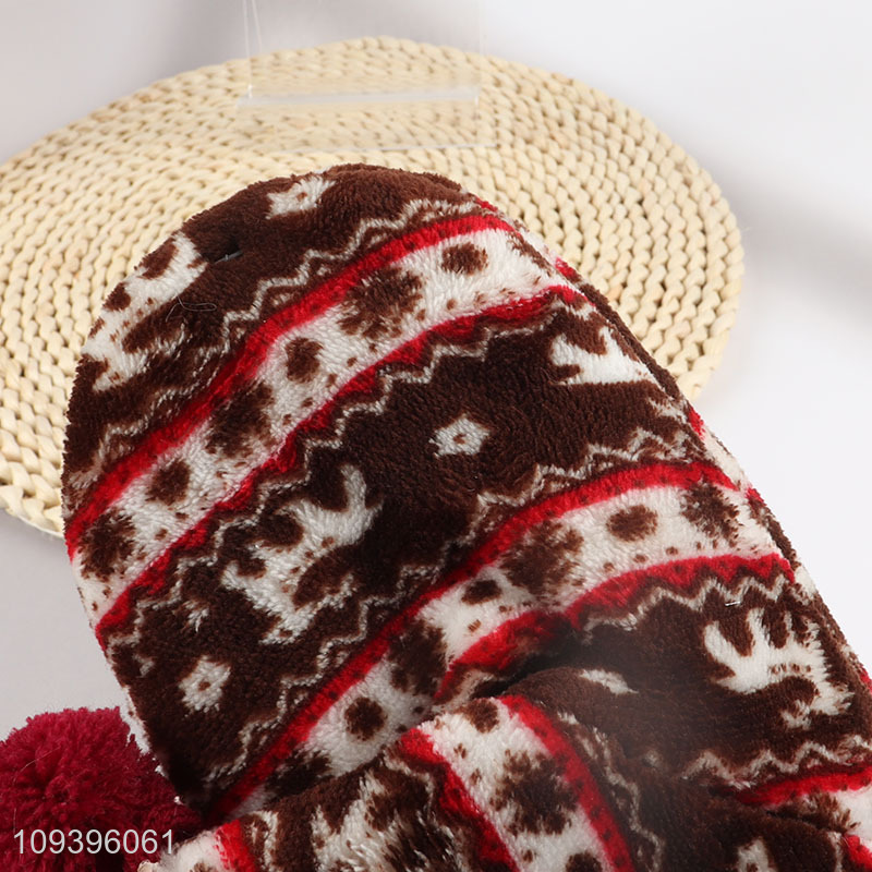 Good quality fluffy christmas reindeer home slippers