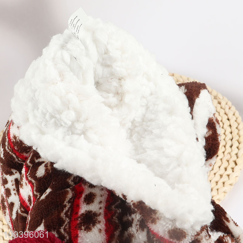 Good quality fluffy christmas reindeer home slippers