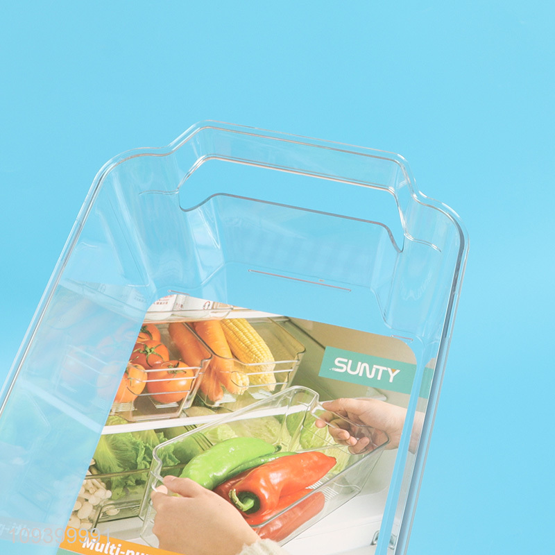 China supplier transparent refrigerator storage bin with handles