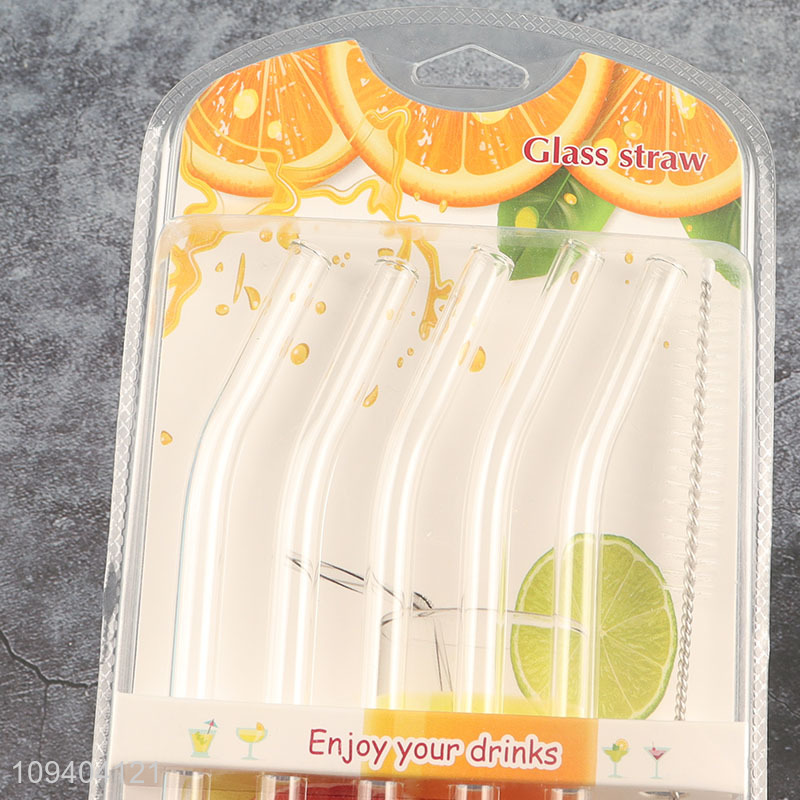 Good price glass drinking straw juice straw with straw brush