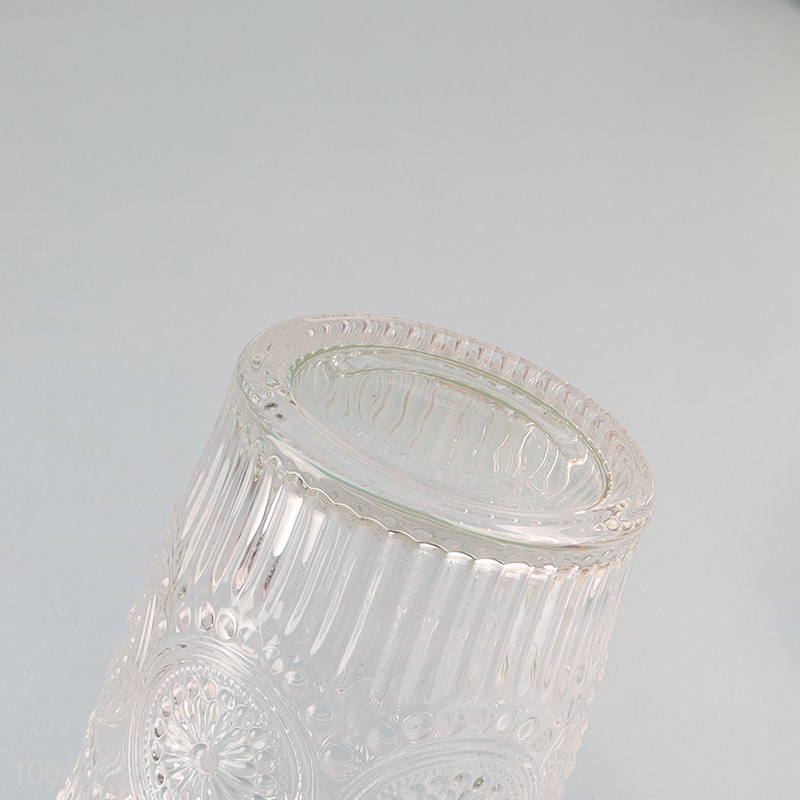 Good price embossed glass water cup coffee cup