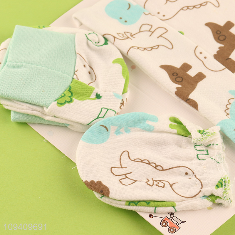 Good price 100% cotton printed baby hat set