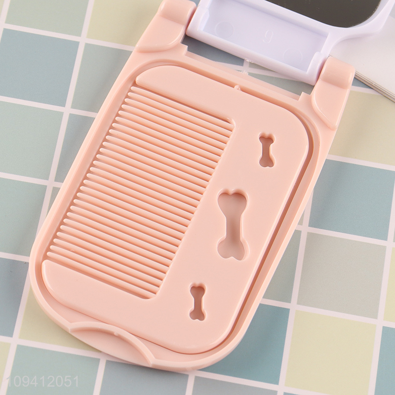 Hot selling portable makeup mirror with hair comb